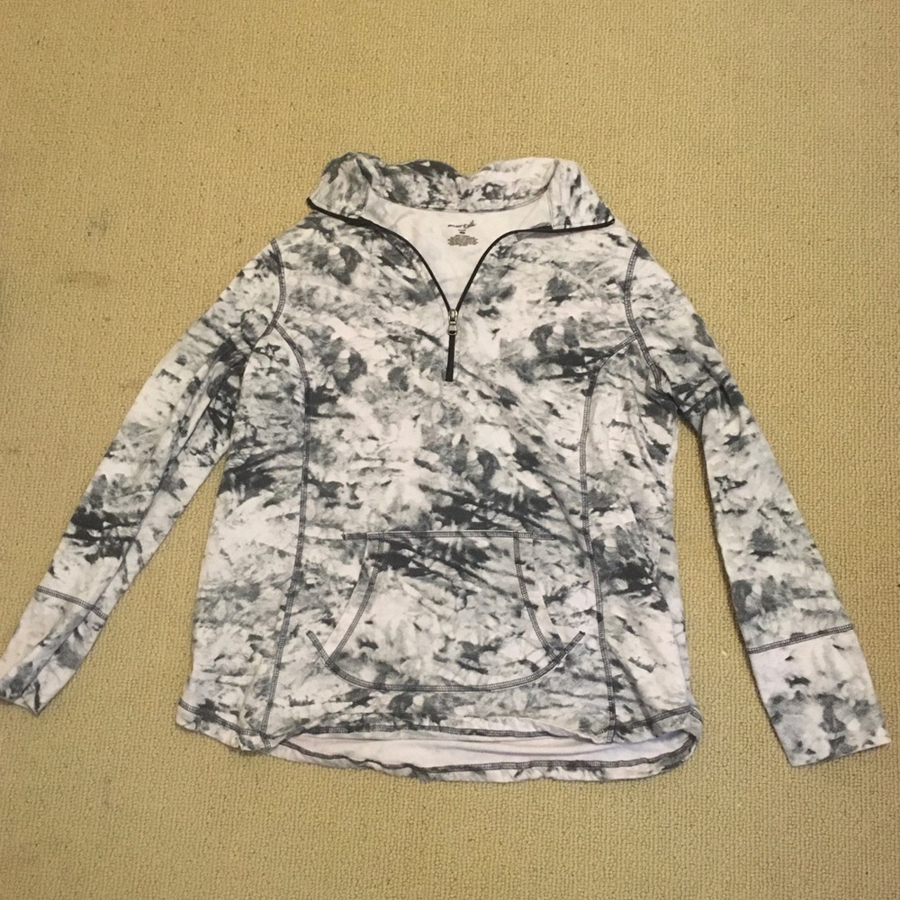 Marble pattern Quarter zip pullover